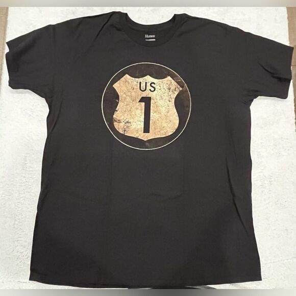 Men’s 2XL Black Graphic Tee US Hwy 1 New in Package - Picture 1 of 8